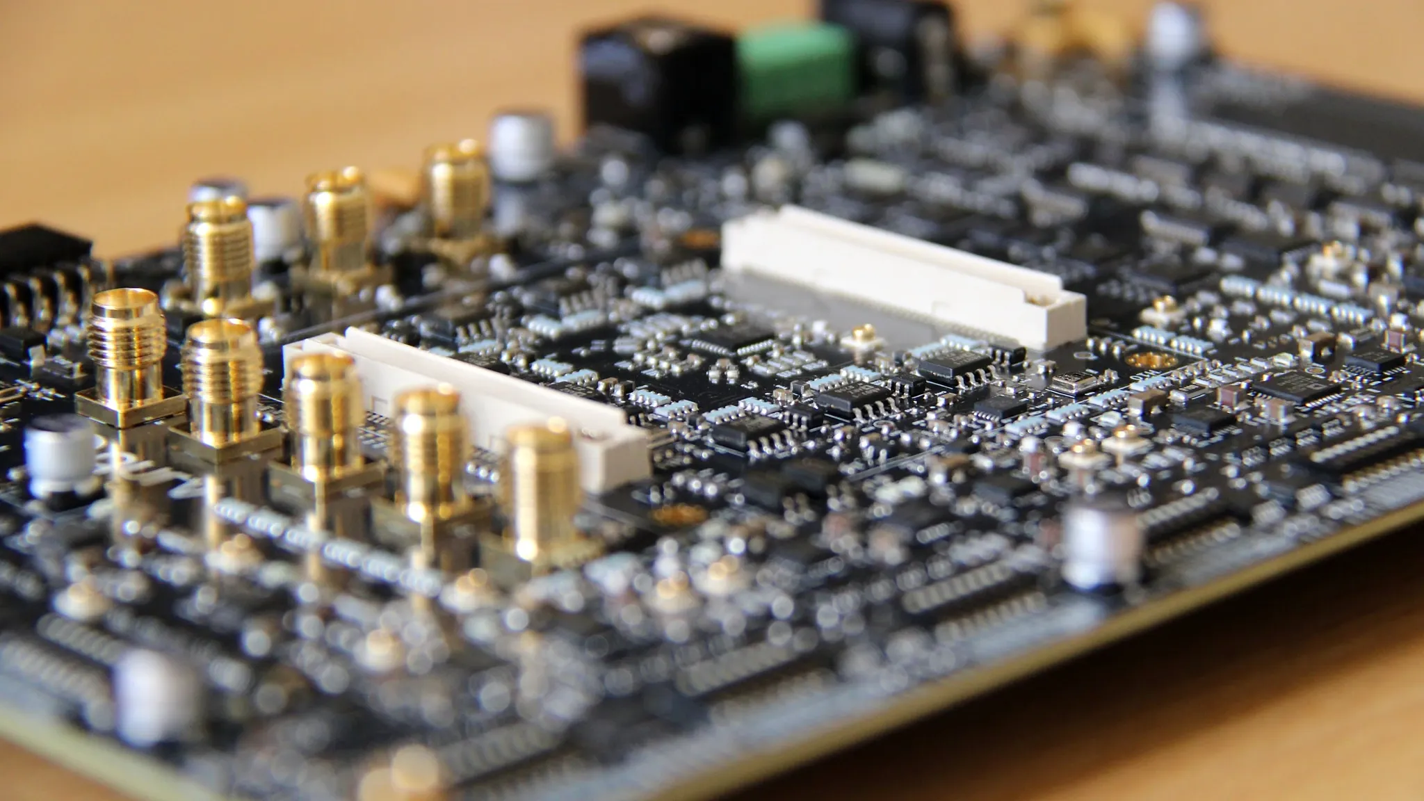 Close-up of the connectors on the ETRA board