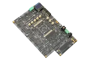 High-performance ETRA DAQ board by iQrypto featuring data acquisition components and modular connectors