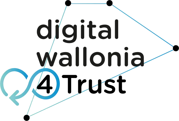 Logo of Digital Wallonia 4 Trust with geometric node lines and infinity-loop icon